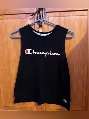 Champion Black Tank Top with White & Red Logo